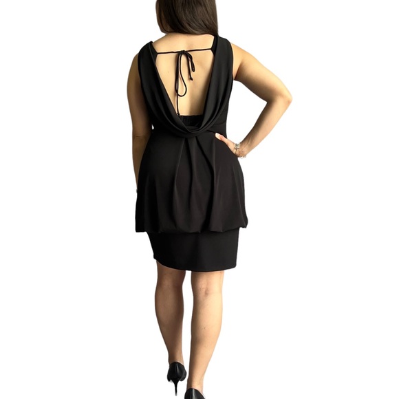CACHE black plunge stretch banded bubble Cocktail style dress, size 4 - Picture 6 of 14